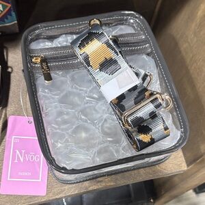 Clear Crossbody Bag with leopard print Strap